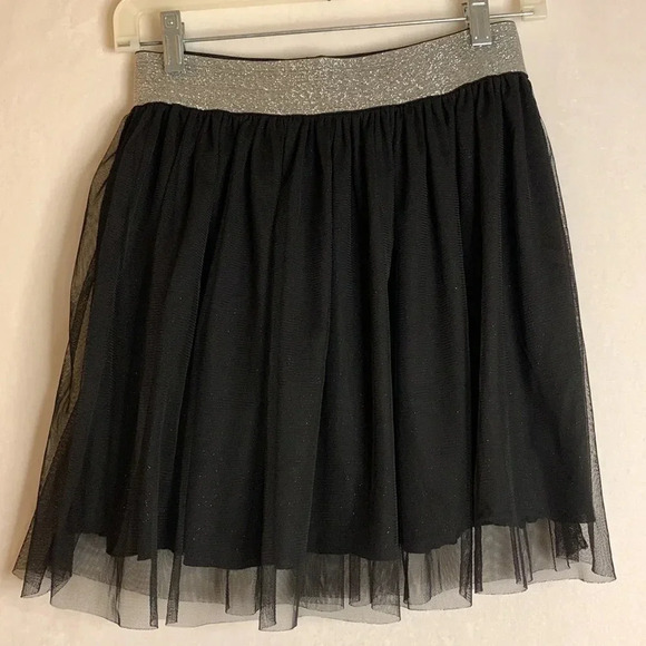 Jack by BB Dakota Black Tulle Silver Sparkle Elastic Waist Band Skirt Size Small - Picture 1 of 8